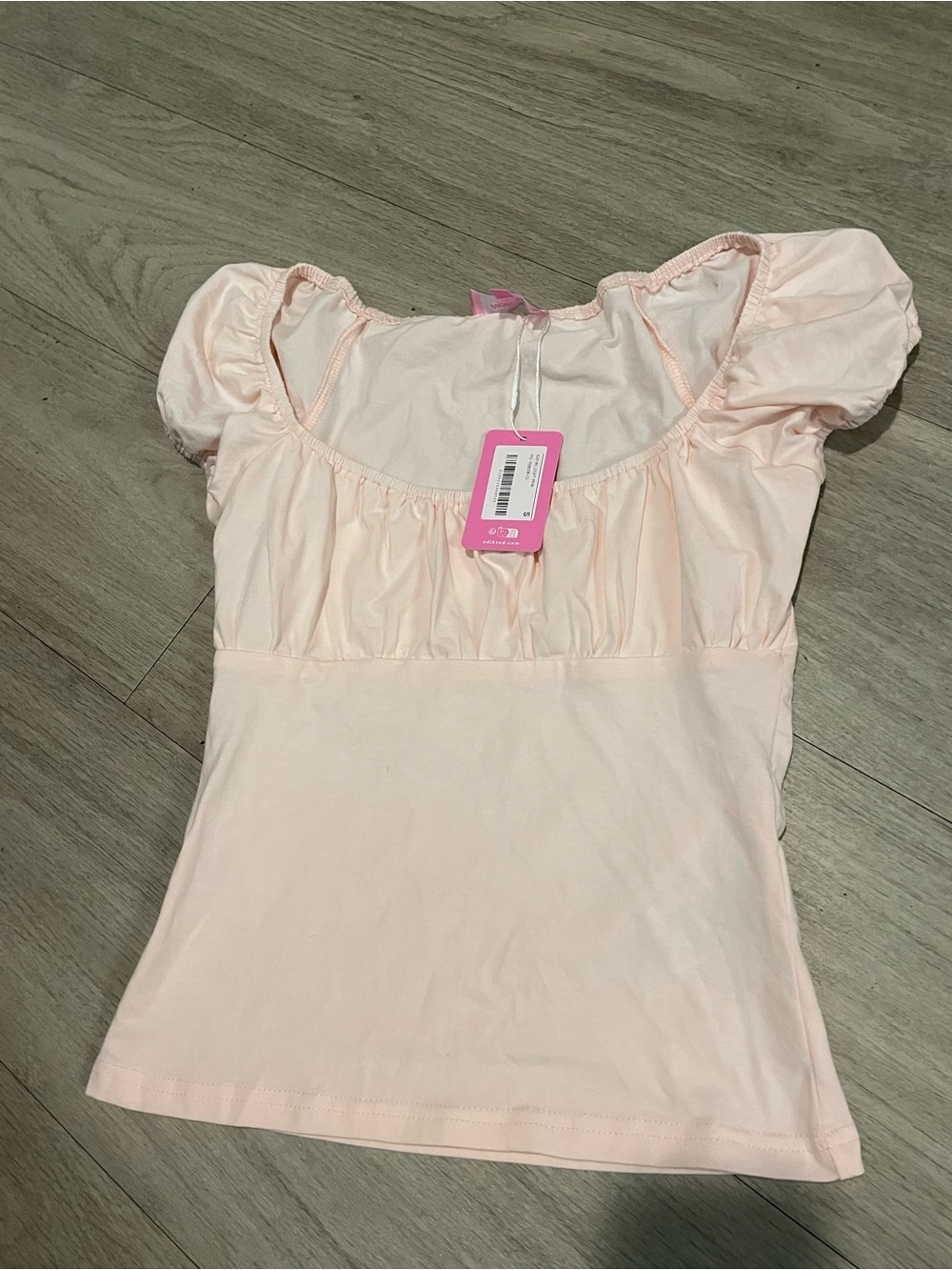 Edikted Puff-Sleeve Scoop Neck Top - Light Pink